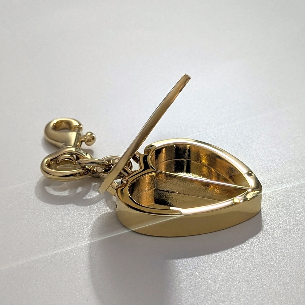 Coach Vintage Legacy Stripe Heart Pillbox Bag Charm Locket Keychain - Picture 7 of 8